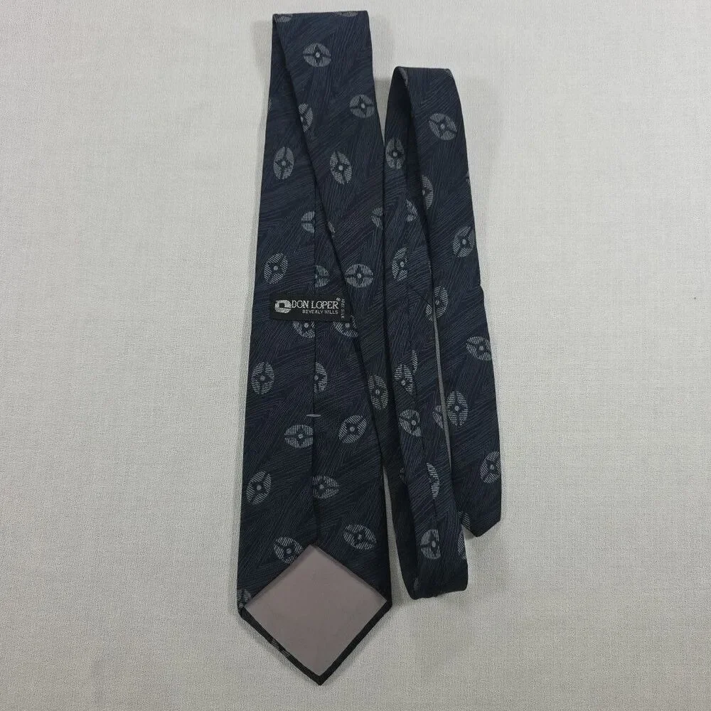 Don Loper Beverly Hills Men's Blue Geometric Tie 100% Silk Designer
